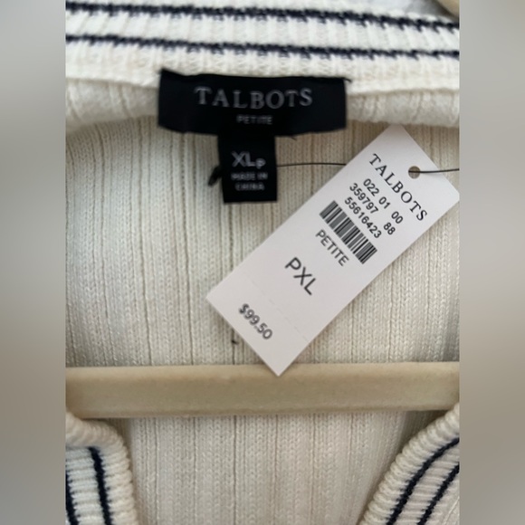 Talbots Cardigan with Deep Navy Trim - Picture 3 of 3